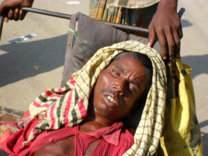 Blind and disable person begging