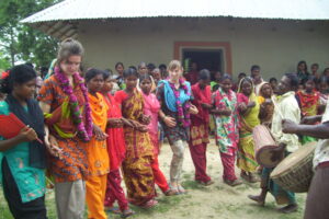 Dancing infront of Playing Drums